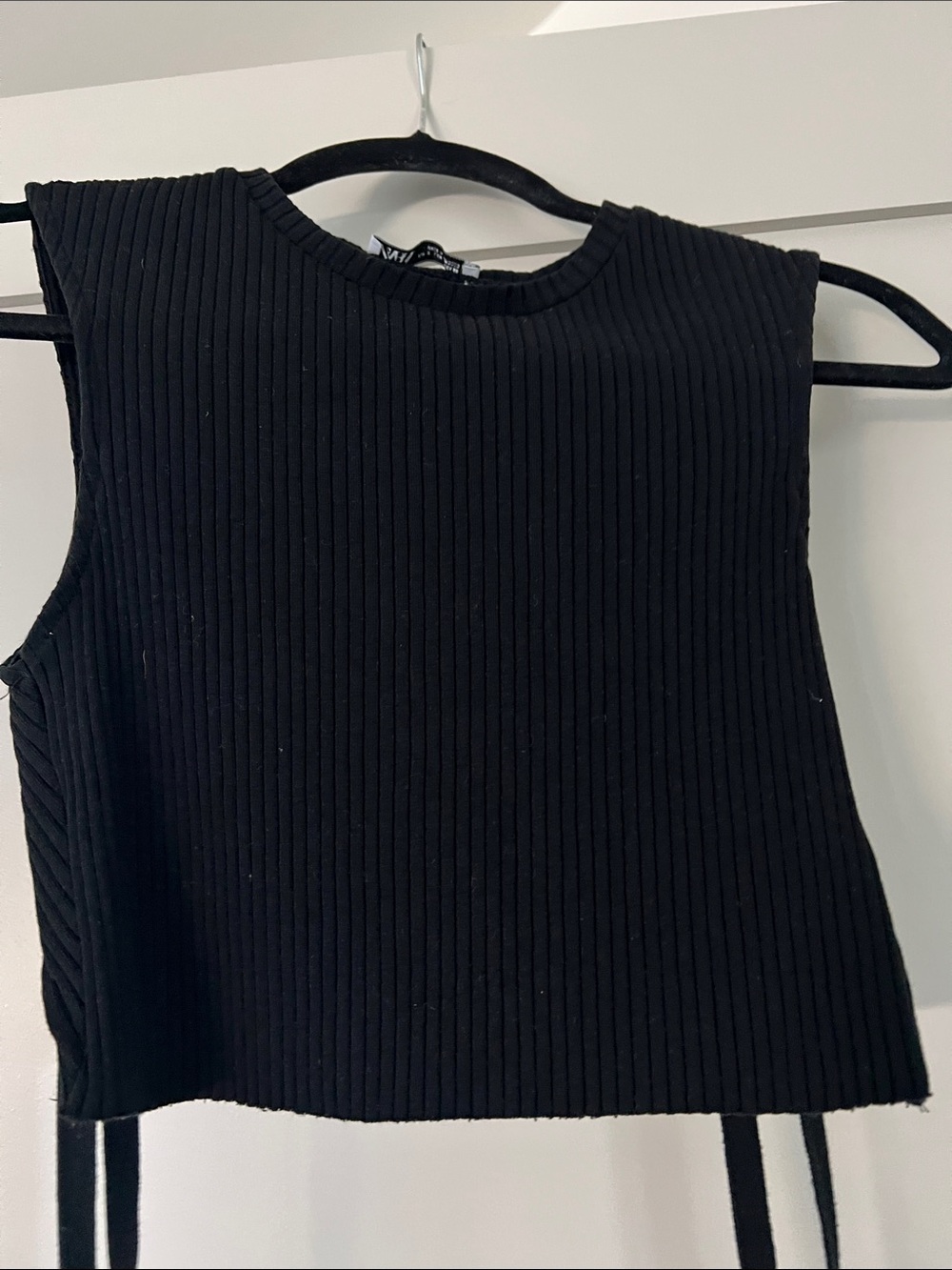 Zara Black Ribbed Sleeveless Crop Tank